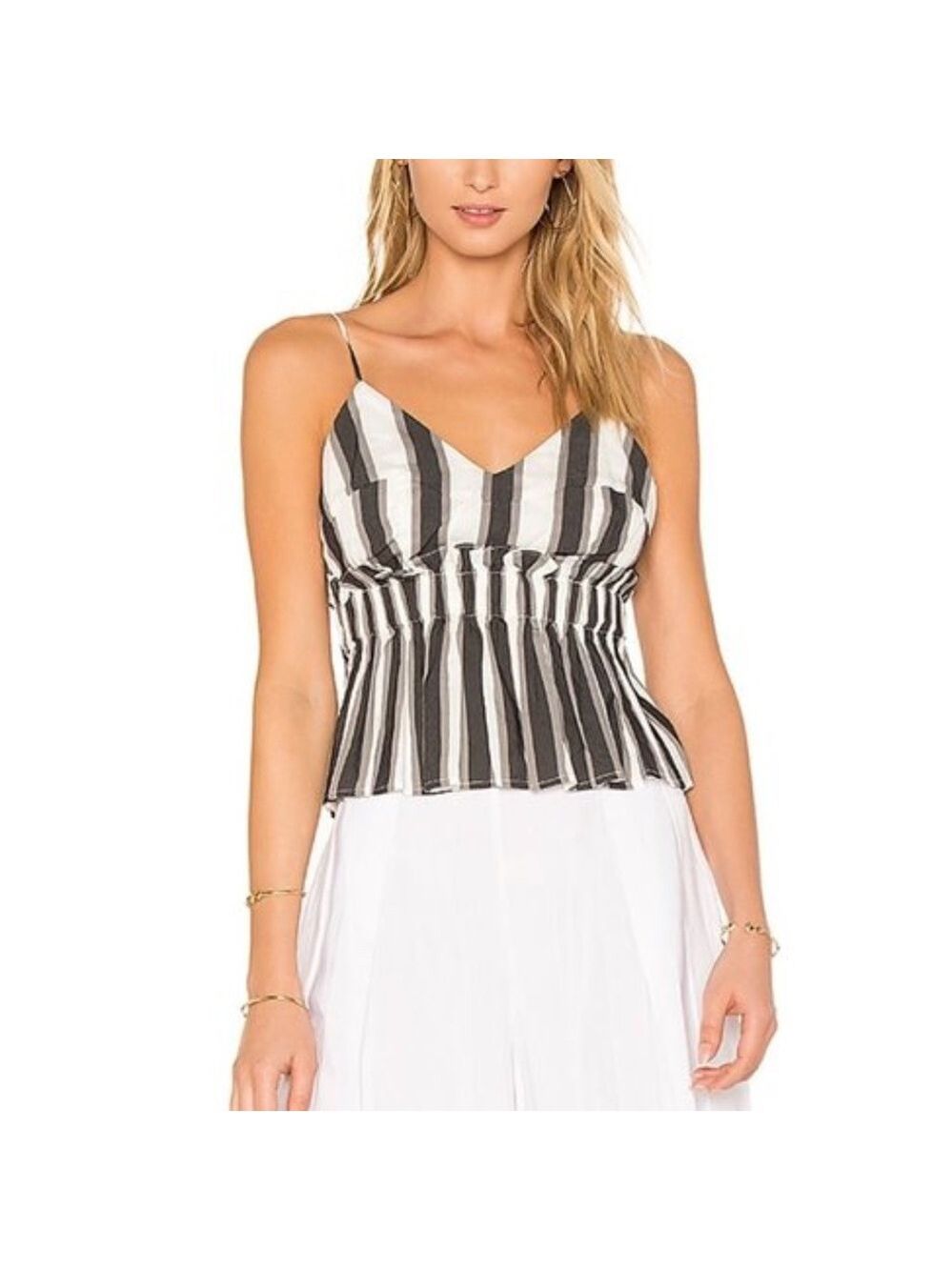 KENDALL AND KYLIE Stripe Peplum Cami